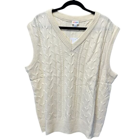 NWT LulaRoe Women’s “Nadia” Cream Color Cable Knit V Neck Sweater Vest - Size XL - Picture 1 of 8
